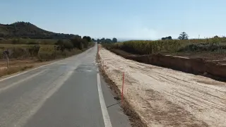 Obras en la carretera de Binaced.
