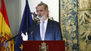 El rey Felipe durante su discurso este domingo en Berlín, en la recepción a la colectividad española residente en Alemania.
