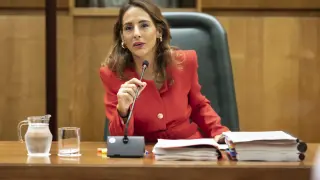 María Navarro, este martes en la comisión de Hacienda del Ayuntamiento de Zaragoza.