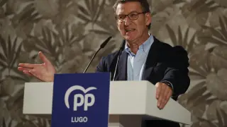 El presidente del PP, Alberto Núñez Feijóo, clausura la tradicional pulpada del partido en Lugo.