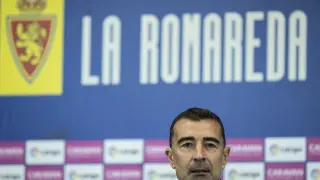 Entrenamiento del Real Zaragoza en La Romareda para preparar el partido contra el Andorra: Juan Carlos Carcedo