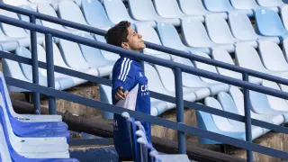 La Romareda. Entrenamiento del Real Zaragoza previo al partido contra el Andorra. Carcedo y Francho Serrano. / 31-10-2022 / FOTO: GUILLERMO MESTRE[[[FOTOGRAFOS]]]