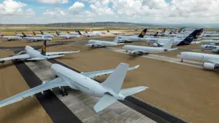 Imagen de la zona de la campa de larga estancia del aeropuerto de Teruel recién estrenada.