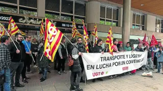 Concentración SAMA trabajadores transporte mercancías Zaragoza
