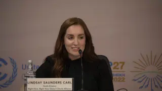 Lindsay Saunders Carl, directora de la juventud, ha hablado en la COP27.