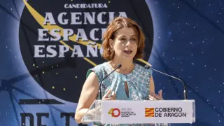 Emma Buj, en un acto de apoyo a la candidatura de Teruel a sede de la Agencia Espacial.