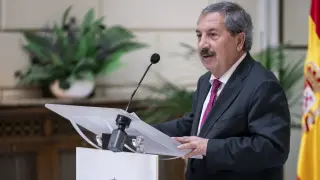El presidente del CGPJ, Rafael Mozo en una comparecencia esta mañana.