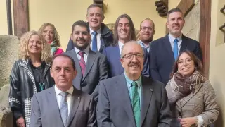 Los miembros del consorcio del Camino del Cid, reunidos en Rubielos de Mora.