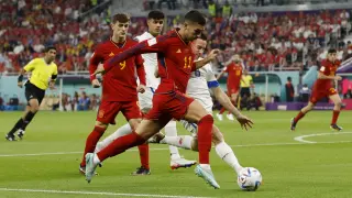 Un momento del partido entre España y Costa Rica.