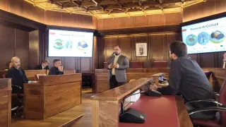 Intervención del vicepresidente de la Diputación de Teruel Alberto Izquierdo durante la presentación del proyecto en Soria