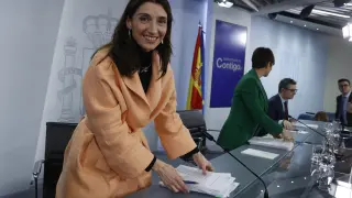 Pilar Llop en la rueda de prensa tras reunión Consejo de Gobierno.