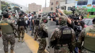Incidentes entre la policía y los manifestantes en Perú.