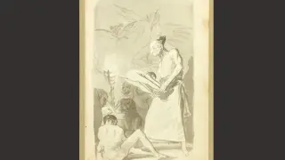 'La tía Chorriones enciende la hoguera', dibujo de Francisco de Goya.