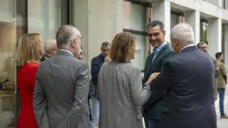 Pedro Sánchez, este domingo en su visita a la Fundación Pasqual Maragall, en Barcelona.