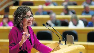 María Jesús Montero, ministra de Hacienda, defiende en el Senado el proyecto de PGE 2023