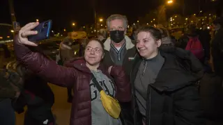 Reencuentro de dos hermanas ucranianas con su familia de acogida en Zaragoza el pasado marzo