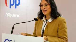 Antonia Alcalá, en la rueda de prensa ofrecida por el PP.