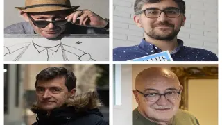 Desde arriba y en el sentido de las agujas del reloj, Alberto Calvo, Óscar Senar, Antonio Altarriba y Vicente Pinilla.