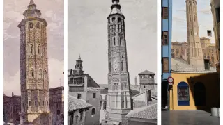 La Torre Nueva. En el centro, allá por 1877, en una fotografía de Joaquín Ruiz Vernacci.