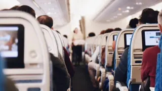 Foto de recurso de pasajeros de un avión