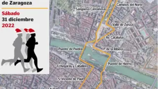 Mapa de la Carrera San Silvestre 2022 de Zaragoza.