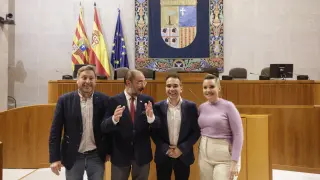 Soro, Lambán, Guerrero y Díaz, tras aprobar las cuentas