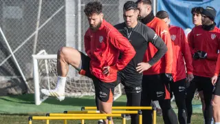 David Timor, durante un entrenamiento de la SD Huesca de esta semana.