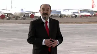 Javier Lambán, presidente del Gobierno de Aragón ofrece su discurso de fin de año desde el aeropuerto de Teruel