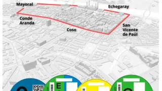 Zona de bajas emisiones en Zaragoza. Mapa. Recurso. gsc