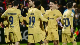 El Barça celebra la victoria ante el Ceuta en Copa del Rey