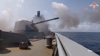 Imagen de un ejercicio militar del ejército ruso en el océano Atlántico