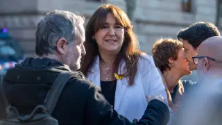 La presidenta de Junts, Laura Borràs, llega al primer día de su juicio.