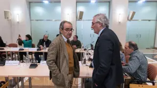 Eugenio Nadal y Joaquín Olona, durante la reunión de la Comisión Permanente del Agua de este miércoles.