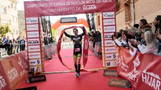 Fernando Zorrilla, en el Campeonato de España de Duatlón de Larga Distancia, en Híjar.