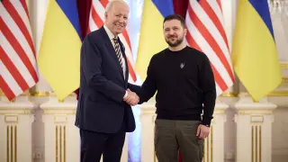 Biden y Zelenski, en Kiev. UKRAINE USA DIPLOMACY