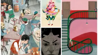 Algunas de las obras que se podrán ver en el programa de la tercera edición de La Compañía Ilustrada de la Diputación de Huesca.