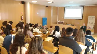 Fernando Simón, durante la charla que ha impartido en Teruel en el marco de un curso sobre salud y cambio climático