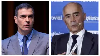 El presidente del Gobierno, Pedro Sánchez y el de Ferrovial, Rafael del Pino