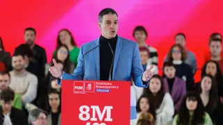 Pedro Sánchez en un acto del PSOE con motivo del Día Internacional de la Mujer