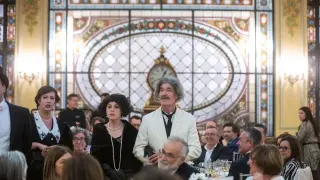 Donaciana Cano, Elsa Einstein y Albert Einstein, en la mesa Aneto.