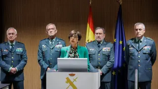 La directora general de la Guardia Civil, María Gámez, ofrece una rueda de prensa para presentar su dimisión al frente del Instituto Armado, en la Dirección General de la Guardia Civil
