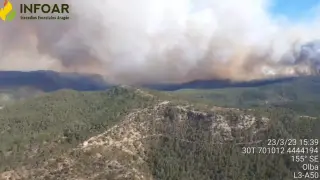 Incendio forestal que afecta a Olba y a San Agustín, Teruel