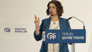 La alcaldesa de Teruel, Emma Buj, en su presentación como candidata a la alcaldía de Teruel el pasado 5 de marzo.