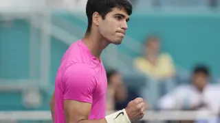 Carlos Alcaraz en el torneo Miami Open de tenis