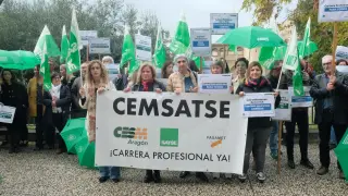 Concentración de Cemsatse ante las Cortes de Aragón el pasado mes de noviembre.