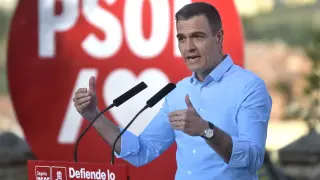 Pedro Sánchez interviene este lunes durante un acto del partido en Segovia.