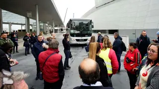 Imagen de la huelga en Vigo el pasado 31 de marzo del transporte de viajeros por carretera.