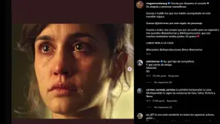 La actriz oscense Megan Montaner da las gracias al equipo de la serie en su cuenta de Instagram.