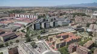 Recreación de las viviendas del polígono de las Harineras de Huesca.