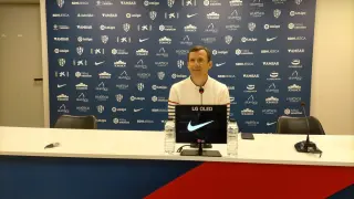 Cuco Ziganda, durante la rueda de prensa previa al partido con el Tenerife.